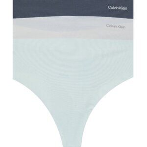 Calvin Klein Women Invisibles 3-Pack Thong Shark/Wind Chime/Moonlight Jade S NWT